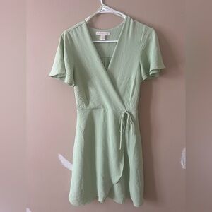 Monteau Light Green Wrap Mini Dress